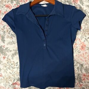 Garage Navy Short-Sleeve Button Polo